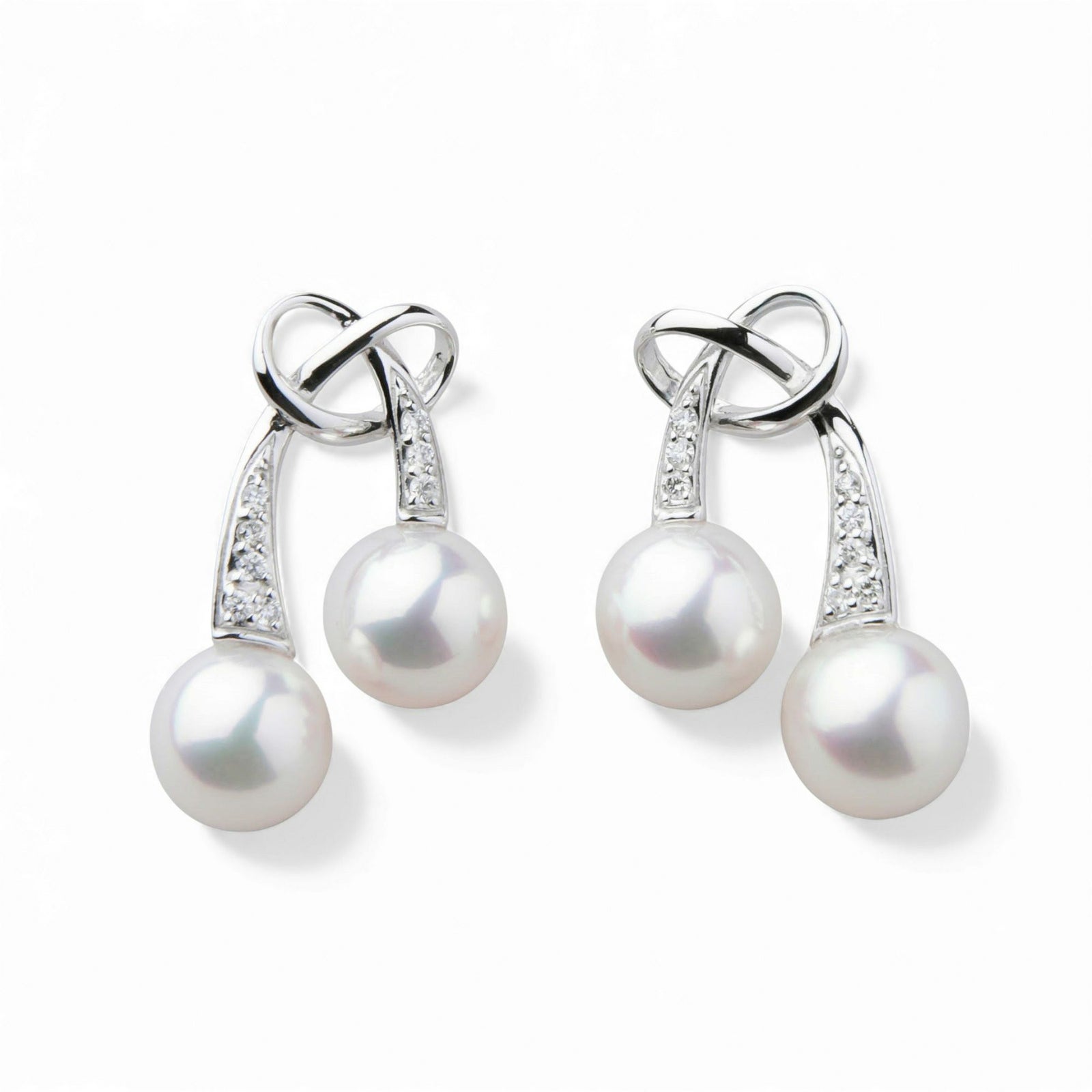  LUXE あこや真珠 リボンピアス6.5-7.0mm PT900