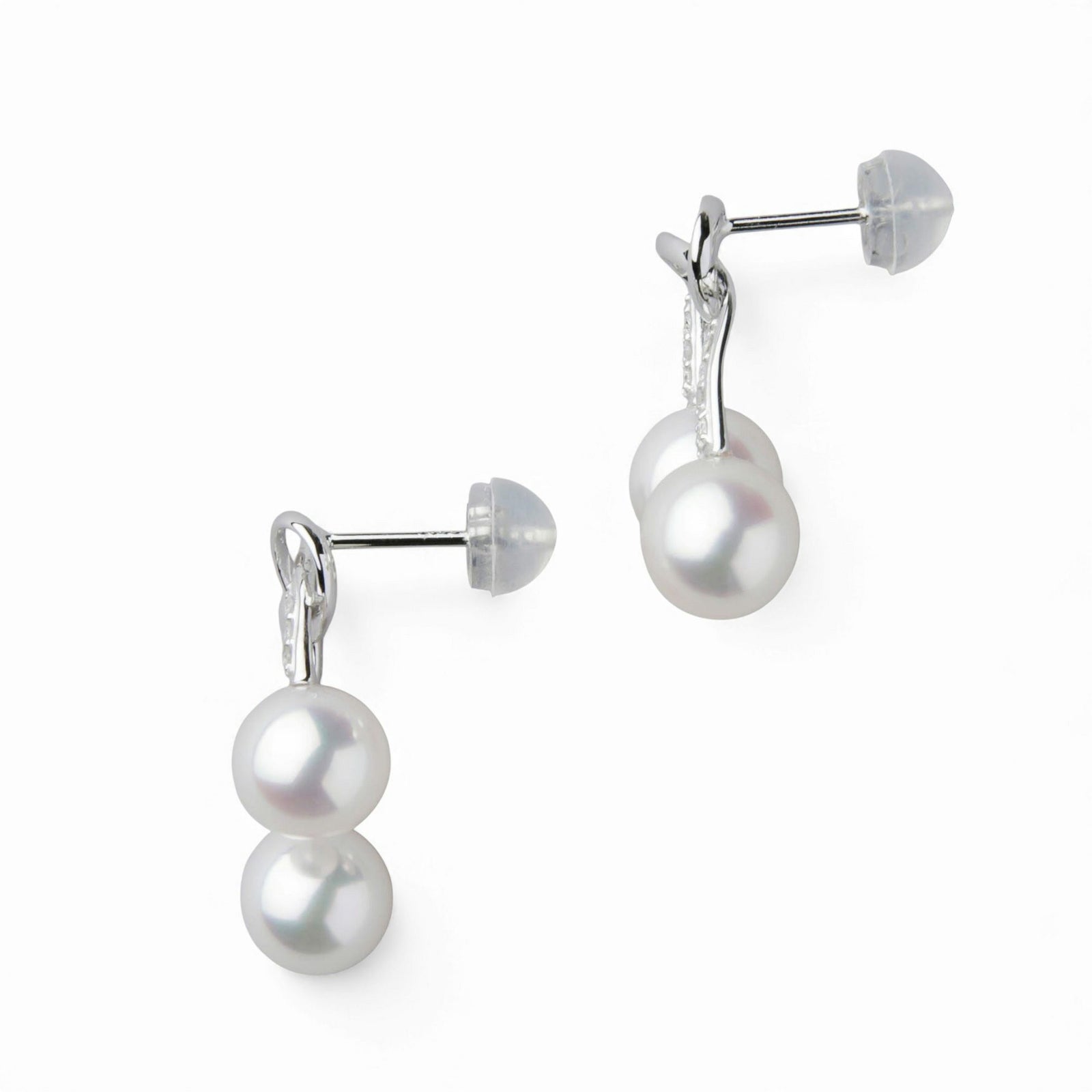  LUXE あこや真珠 リボンピアス6.5-7.0mm PT900