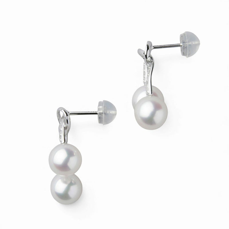  LUXE あこや真珠 リボンピアス6.5-7.0mm PT900