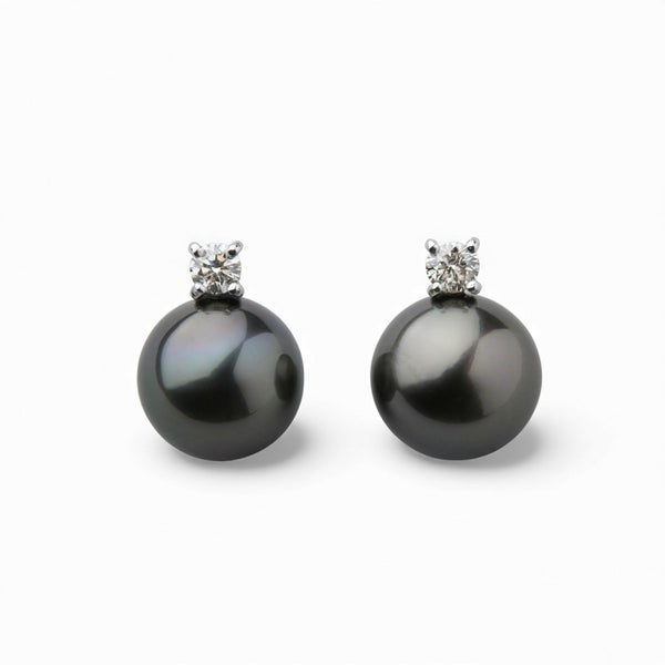 LUXE タヒチ黒蝶真珠 ピアス9.0-9.5mm PT900/K18YG | WSP（ダブル 