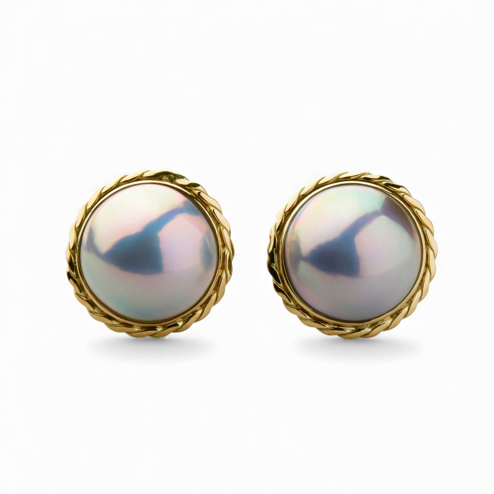 マベ真珠 ピアス12mmUP K18YG オーロラブルー [WSP]
