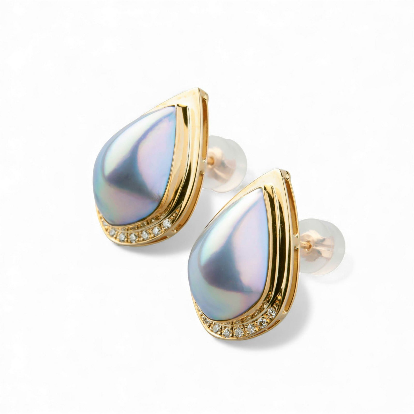 マベ真珠 ピアス 角ツユK18YG オーロラブルー [WSP]