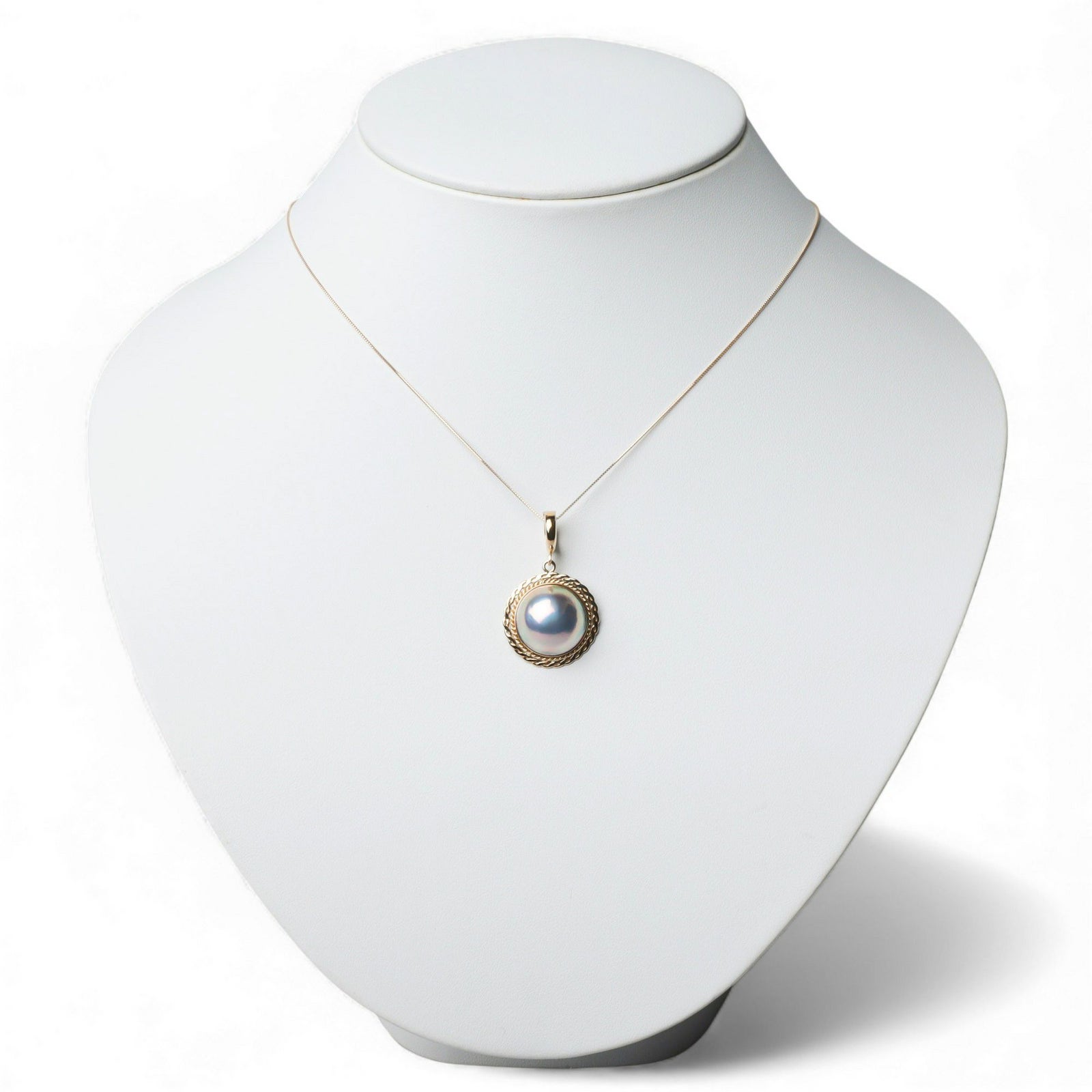  マベ真珠 クリッカー/ペンダントトップ　15mm K18YG オーロラブルー [WSP]