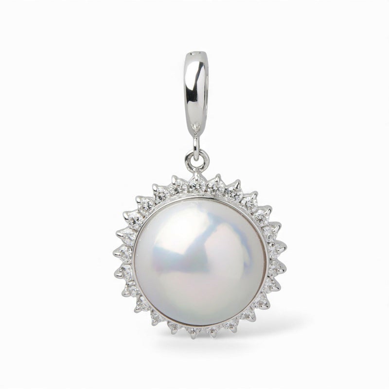 マベ真珠 ダイヤ ペンダントトップ　12mmUP K18YG 角ツユ オーロラブルー [WSP] マベ真珠 ダイヤ クリッカー/ペンダントトップ　13mmUP K18WG [WSP]