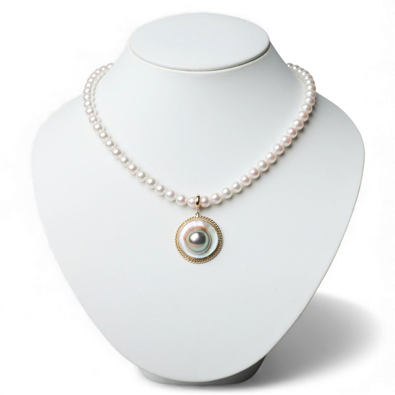 マベ真珠（母貝付） クリッカー/ペンダントトップ　22mmUP K18YG [WSP]