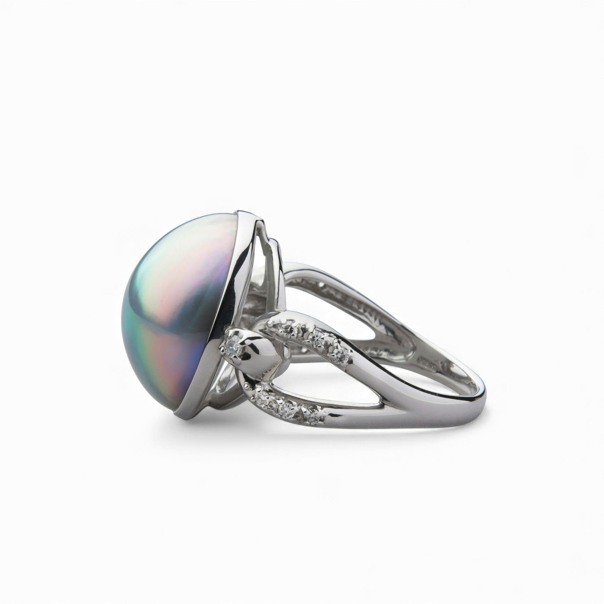 マベ真珠 リング 14mmUP K18WG オーロラパープル [WSP] | その他リング