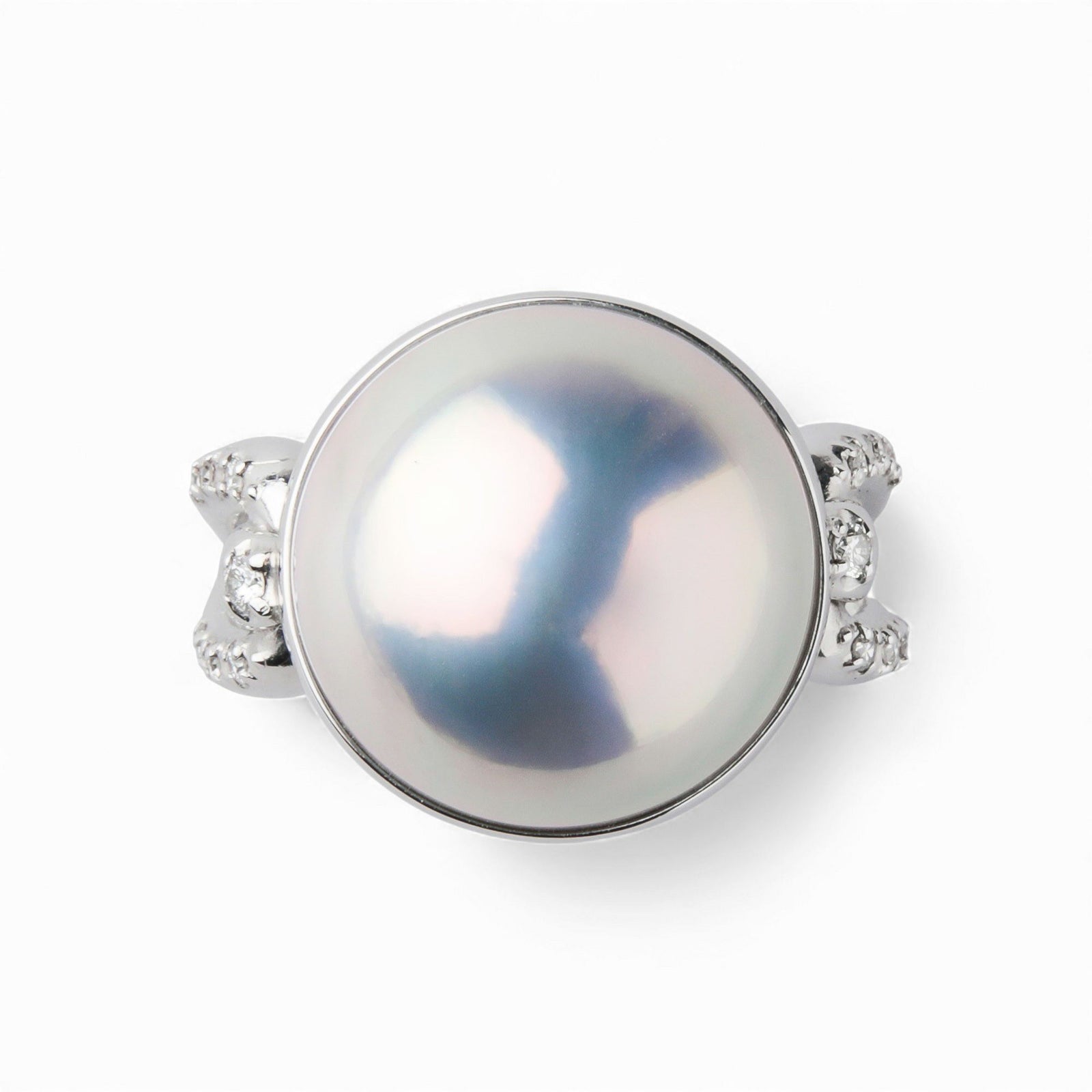 マベ真珠 リング　14mmUP K18WG オーロラパープル [WSP]