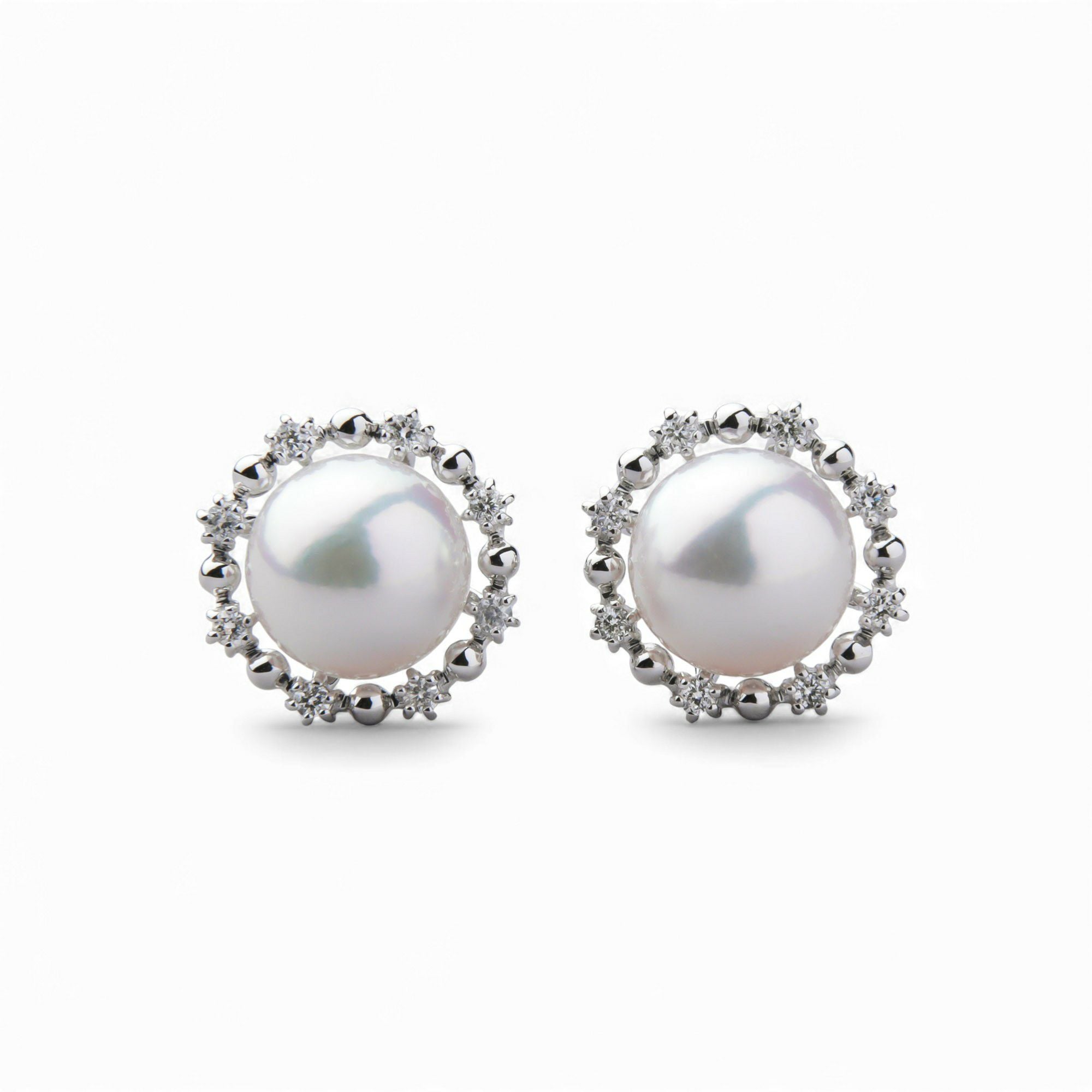 オーロラ花珠真珠 ピアス 7.5-8.0mm PT900 取り巻き [WSP] | WSP