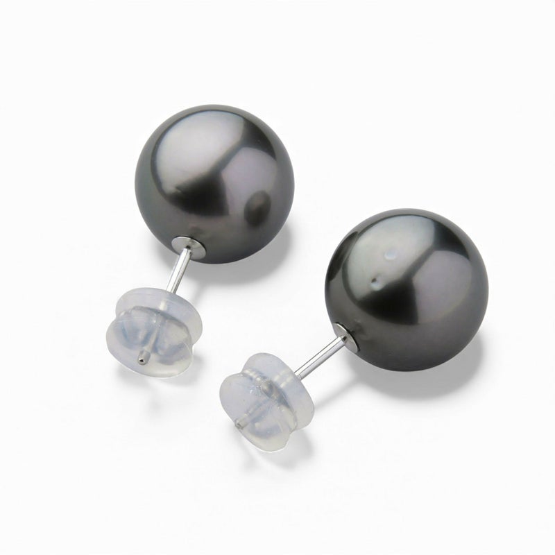 Tahitian+ タヒチ黒蝶真珠 ピアス　12mmUP PT900