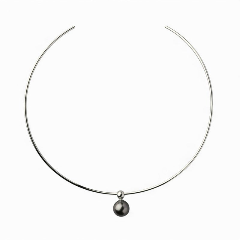 【WEB限定】Tahitian+ タヒチ黒蝶真珠 チョーカー　11mmUP SUS316L