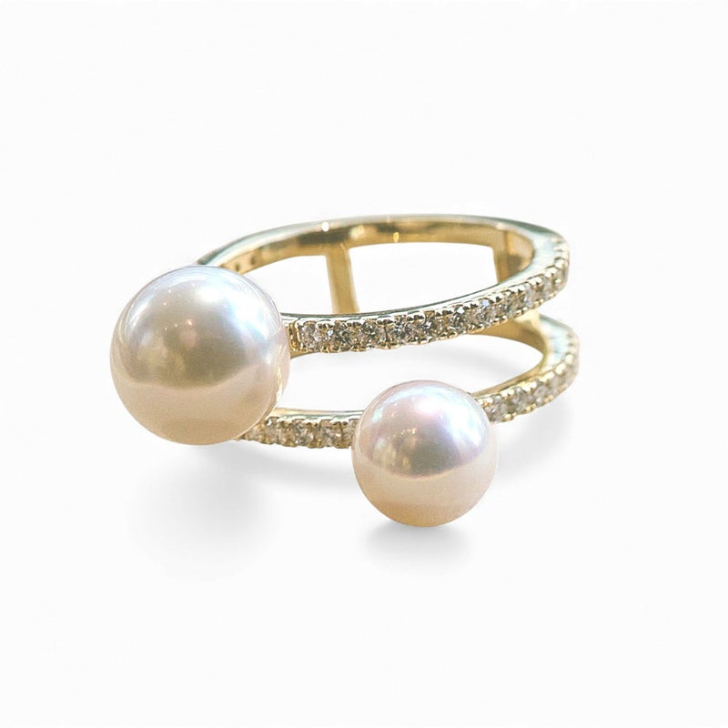 2連 パールリング K18YG [WSP]