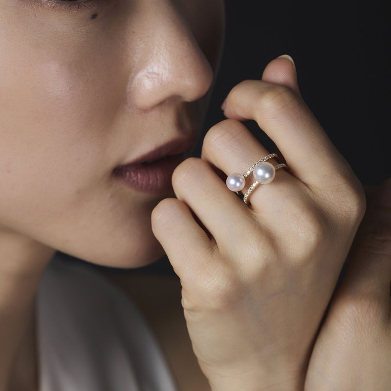 2連 パールリング K18YG [WSP]