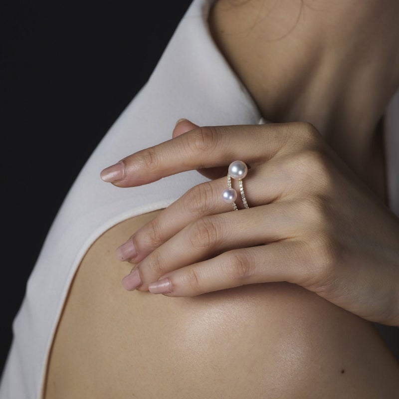 2連 パールリング K18YG [WSP]