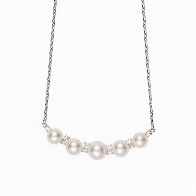 5珠パールグラデーション ダイヤペンダント PT900/850 [WSP]