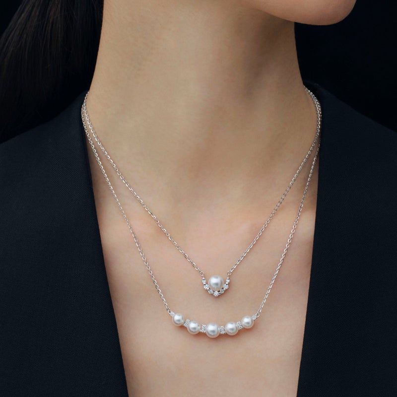 5珠パールグラデーション ダイヤペンダント PT900/850 [WSP]