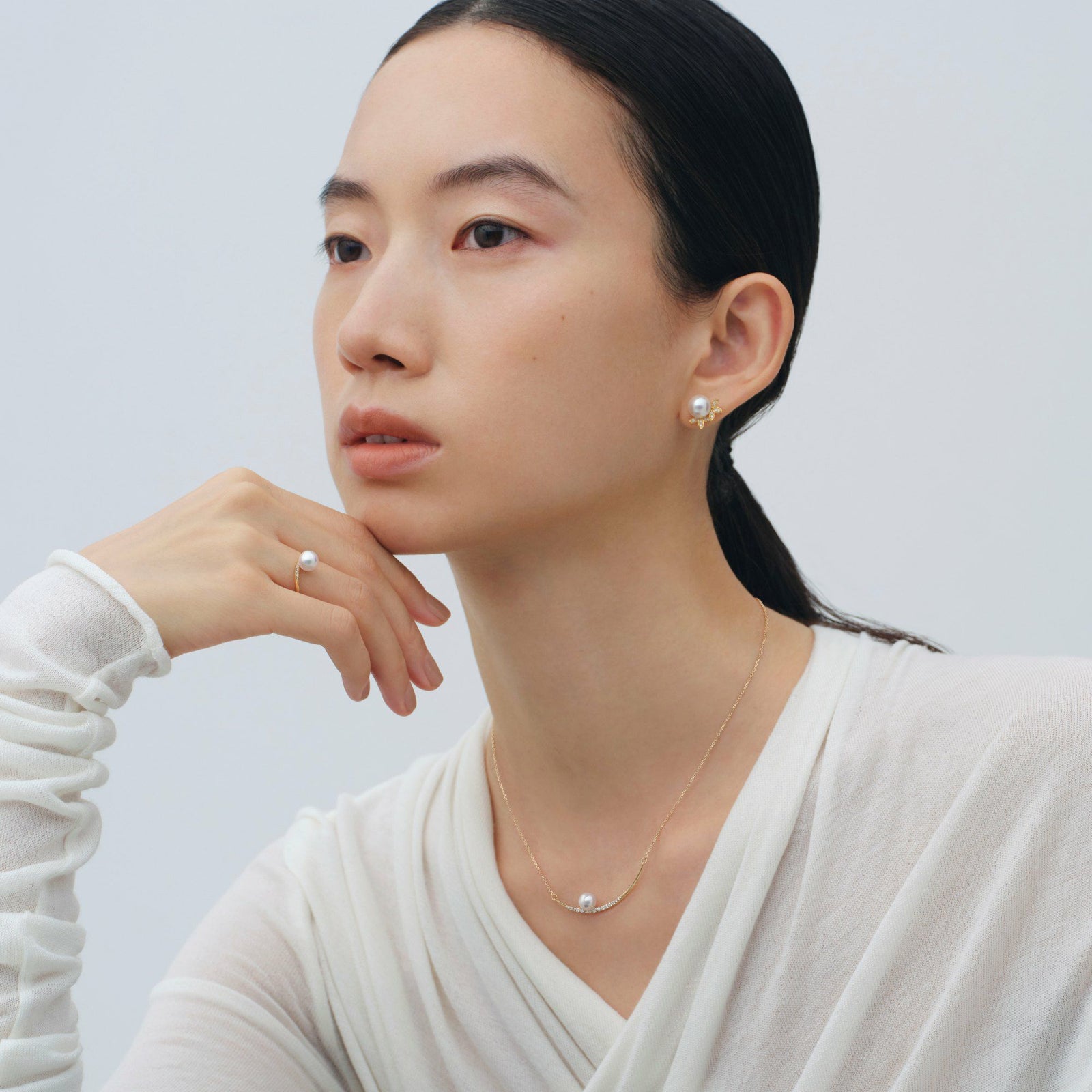 三日月 パールペンダント K18YG [WSP]