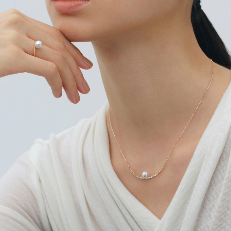 三日月 パールペンダント K18YG [WSP]