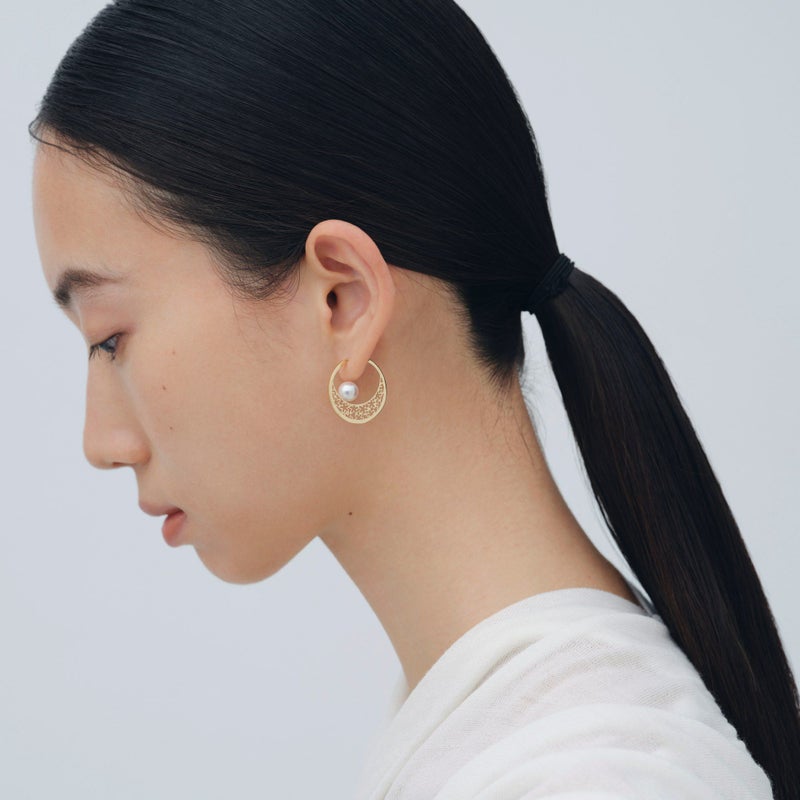 SAKURA　パールピアス K18YG [WSP]