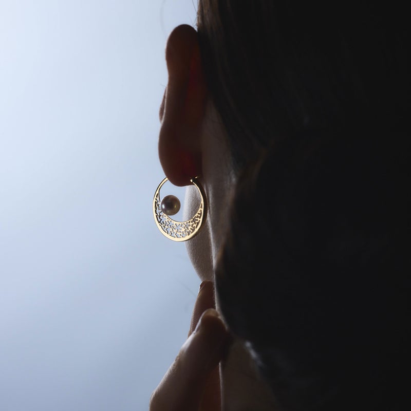 SAKURA　パールピアス K18YG [WSP]