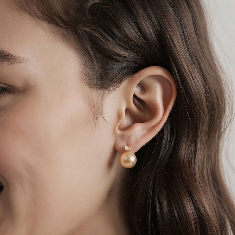 Mauvette 淡水真珠 ピアス　11mmUP K18YG