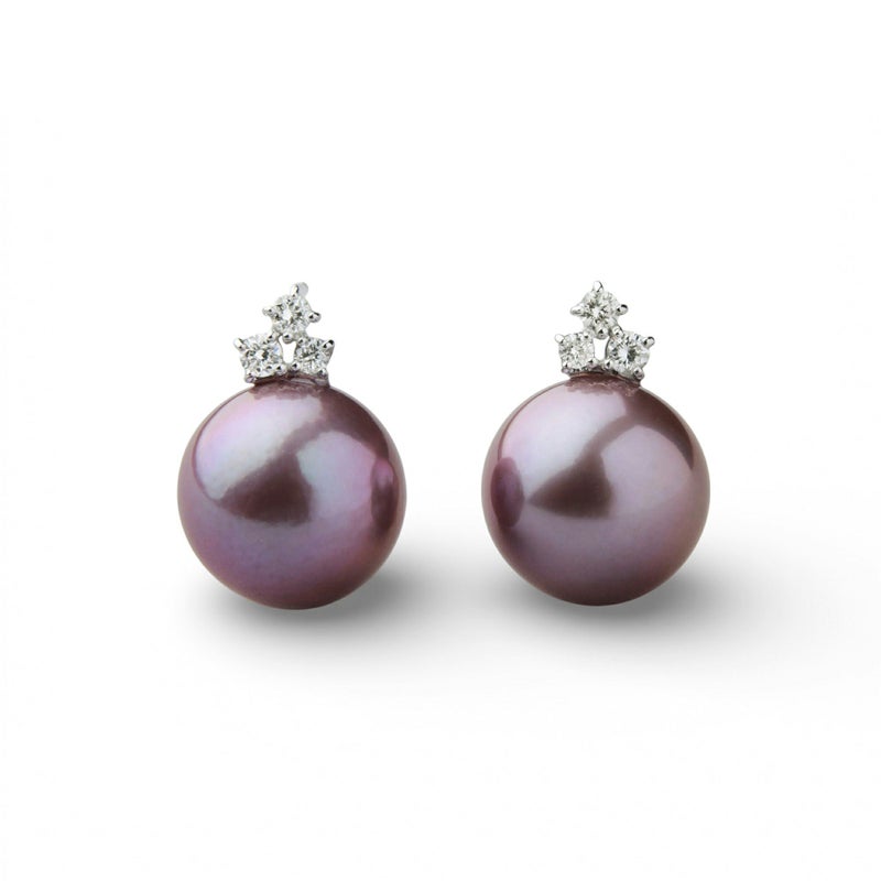  Mauvette 淡水真珠 ピアス　11mmUP PT900 パープル