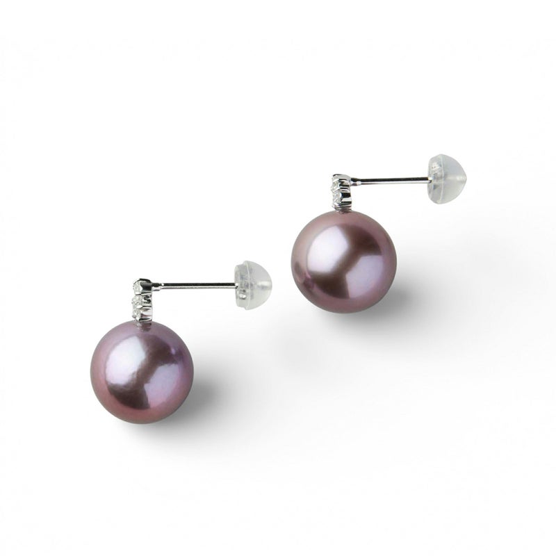  Mauvette 淡水真珠 ピアス　11mmUP PT900 パープル