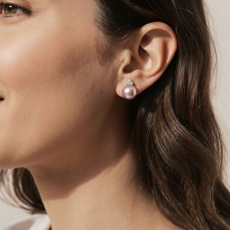  Mauvette 淡水真珠 ピアス　11mmUP PT900 パープル