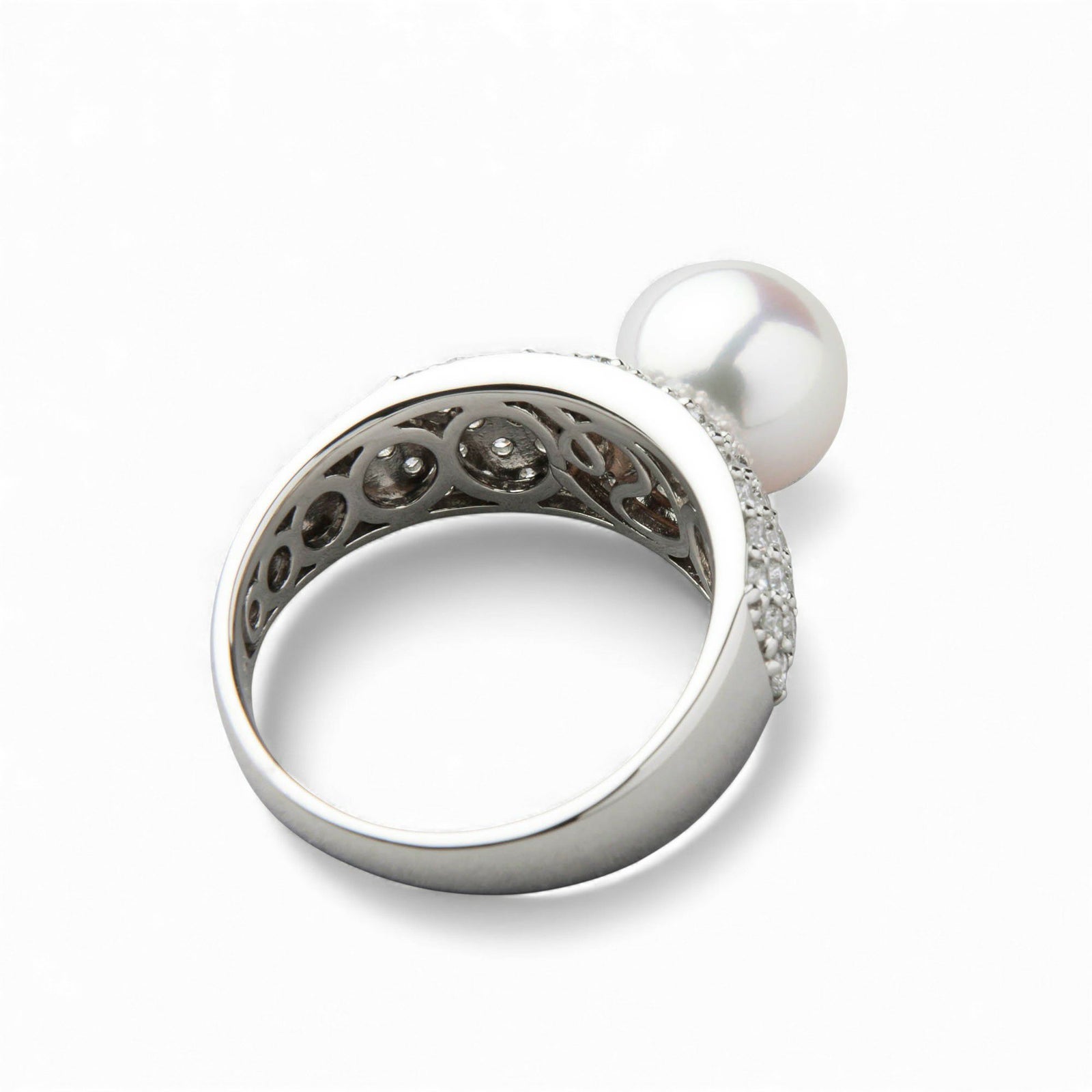 オーロラ花珠真珠 ダイヤモンド パヴェリング　8.5-9.0mm PT900 -TOP Quality-