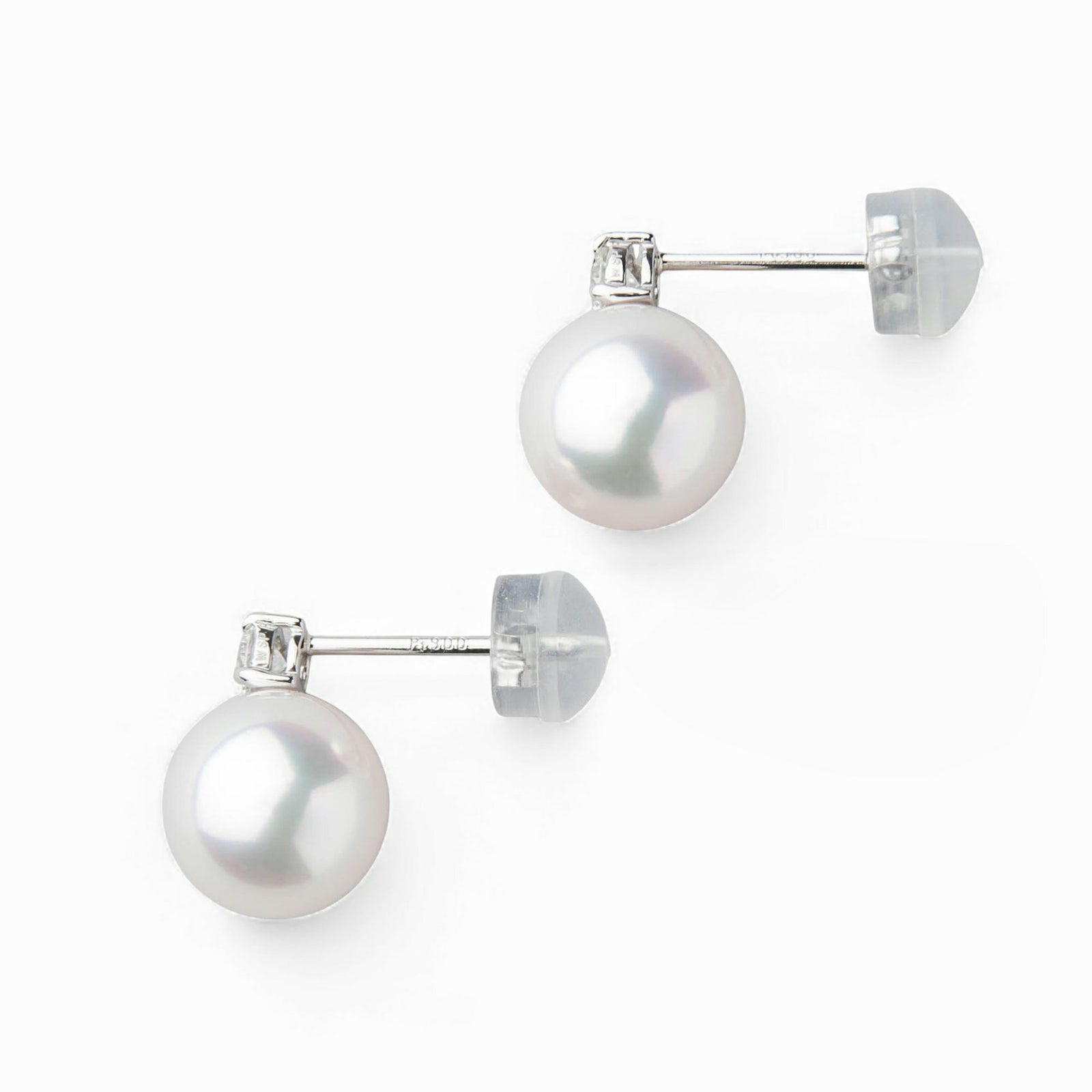 オーロラ花珠真珠 ピアス8.5-9.0mm PT900 -TOP Quality- [WSP]