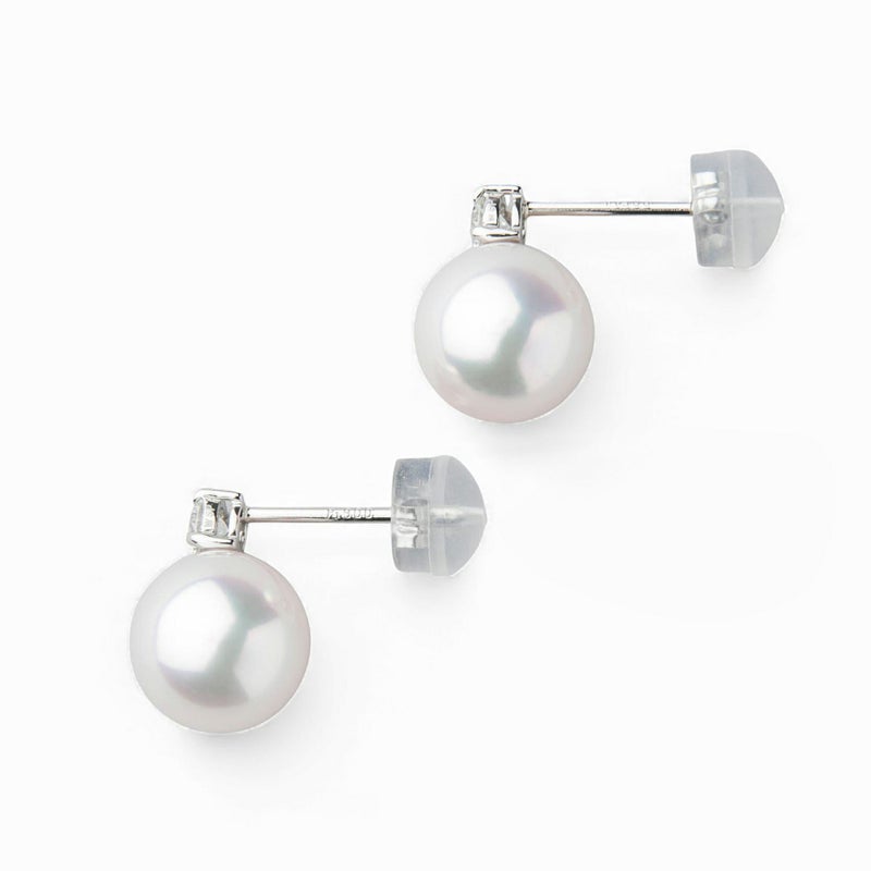 オーロラ花珠真珠 ピアス8.5-9.0mm PT900 -TOP Quality- [WSP]