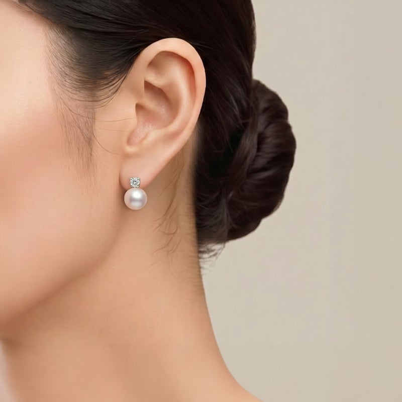 オーロラ花珠真珠 ピアス8.5-9.0mm PT900 -TOP Quality- [WSP]