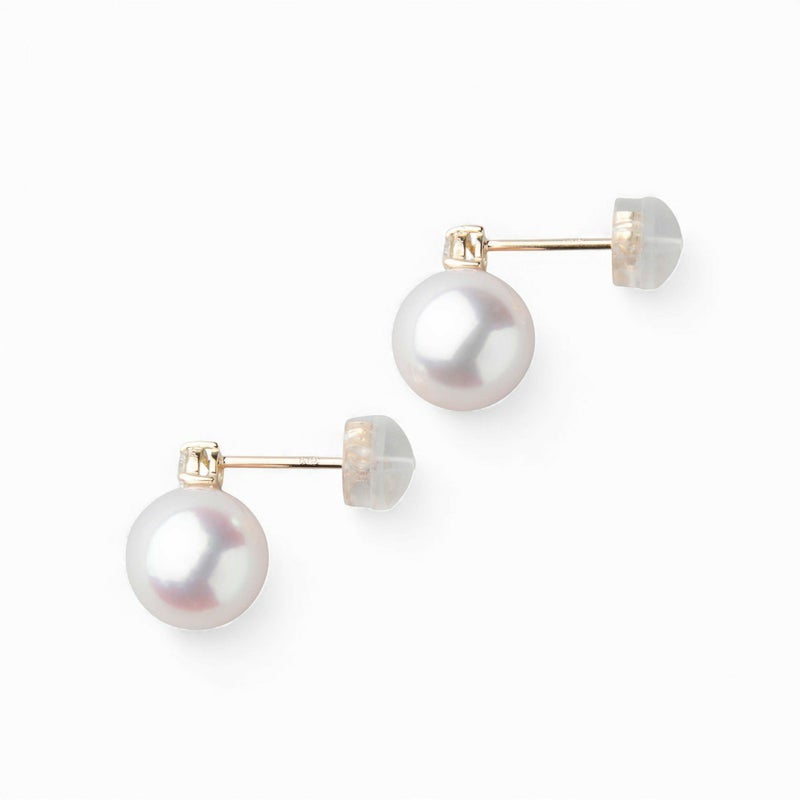 オーロラ花珠真珠 ピアス8.5-9.0mm K18YG -TOP Quality- [WSP]