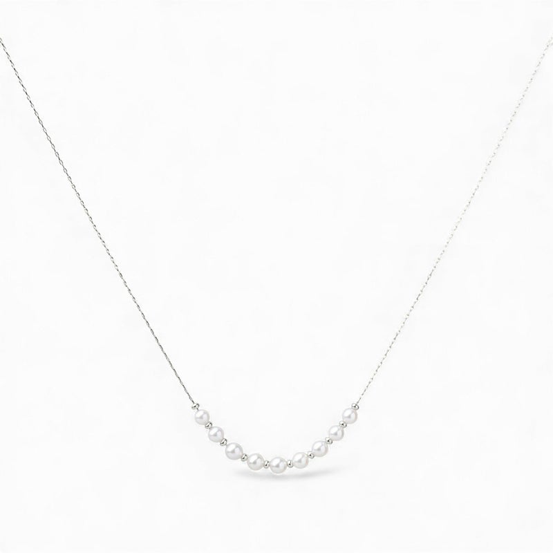 enSTYLE あこや真珠 ステーションネックレス　3.5-4.0mm PT900 スライドボール