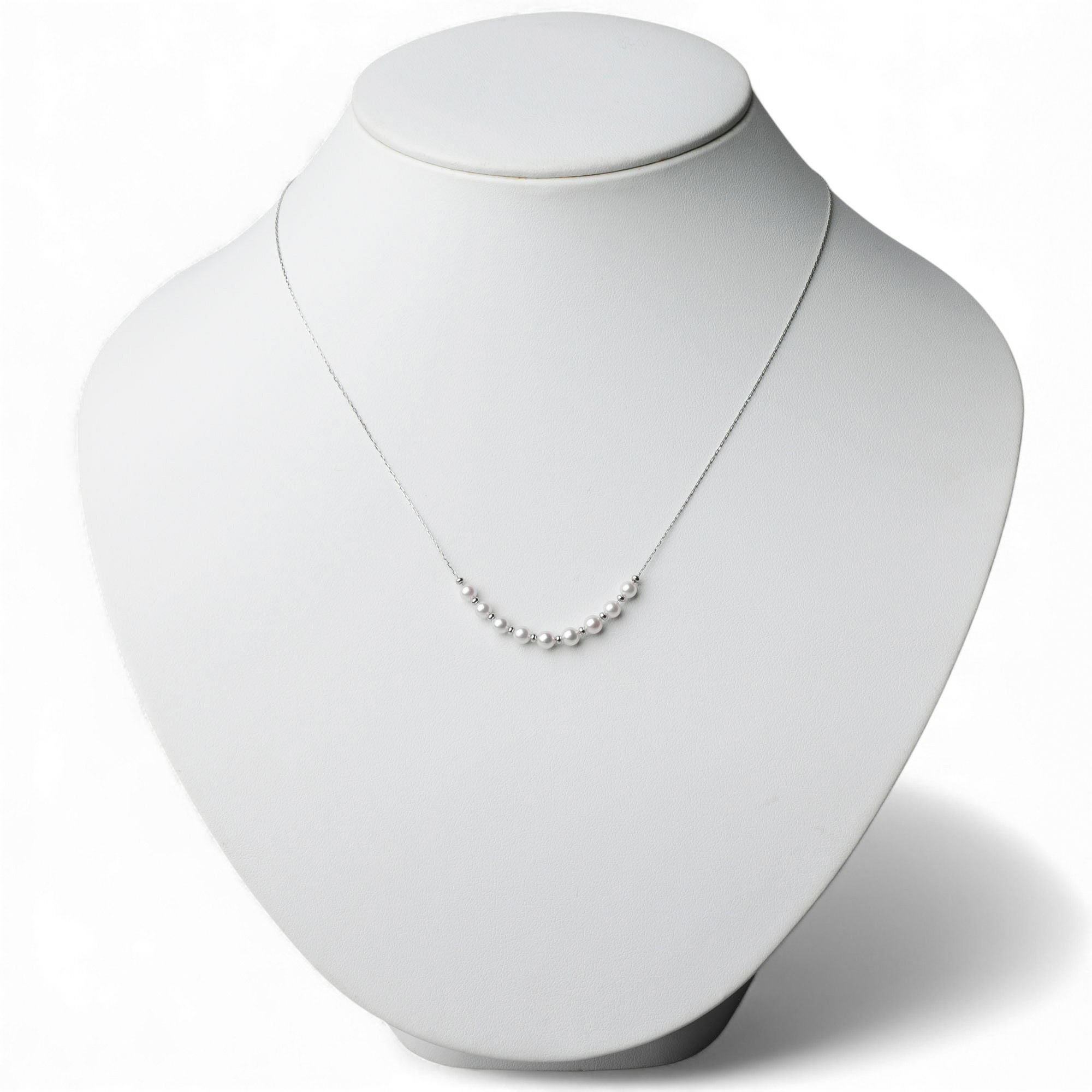 Pt900アコヤパールステーションネックレス enSTYLE あこや真珠 ステーションネックレス 3.5-4.0mm PT900 スライド