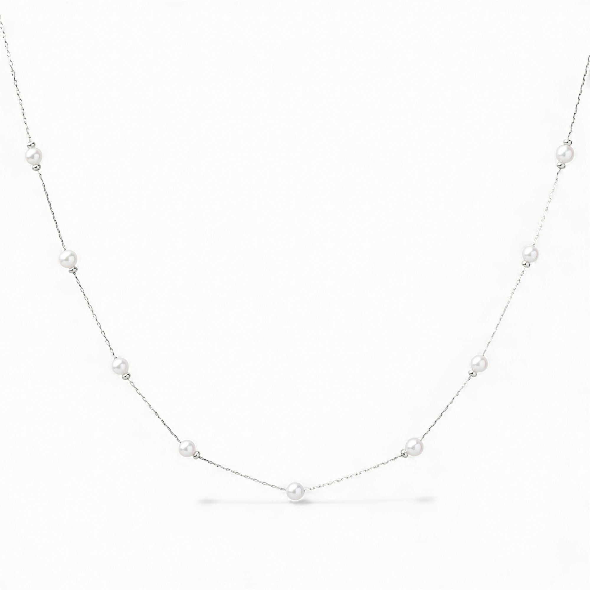 Pt900アコヤパールステーションネックレス enSTYLE あこや真珠 ステーションネックレス 3.5-4.0mm PT900 スライド