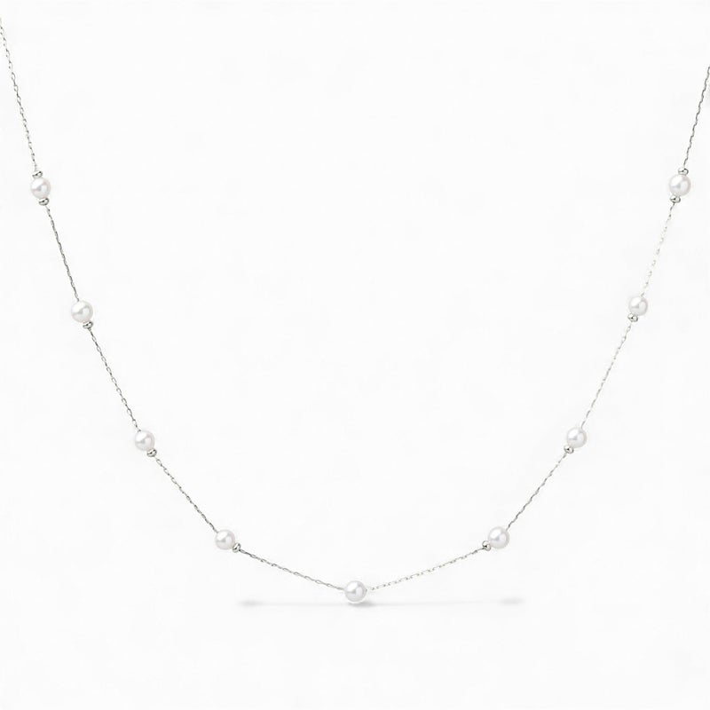 enSTYLE あこや真珠 ステーションネックレス　3.5-4.0mm PT900 スライドボール