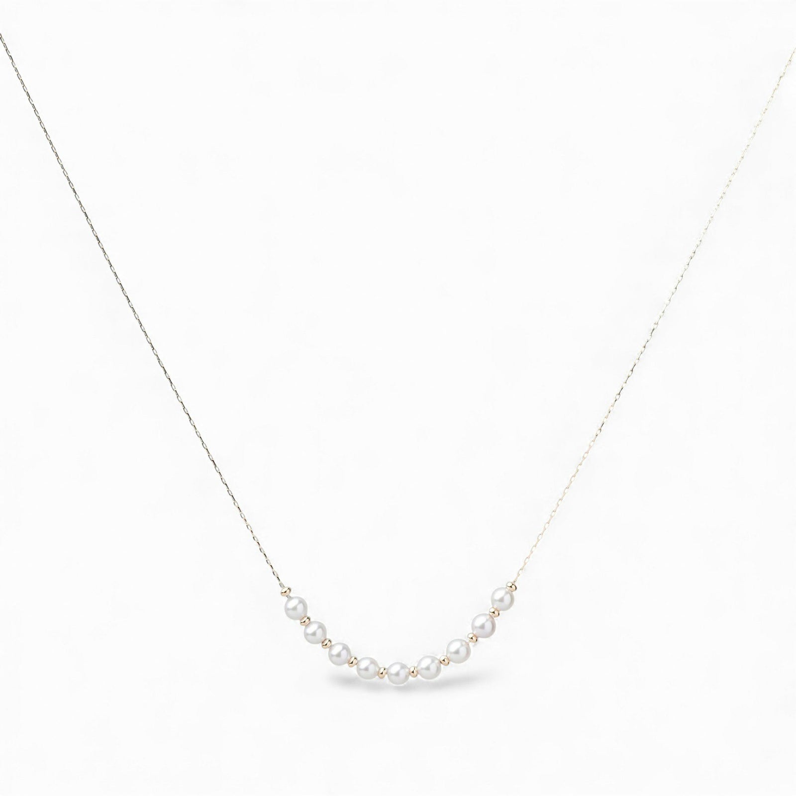 enSTYLE あこや真珠 ステーションネックレス　3.5-4.0mm K18YG スライドボール