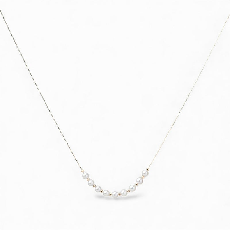 enSTYLE あこや真珠 ステーションネックレス　3.5-4.0mm K18YG スライドボール