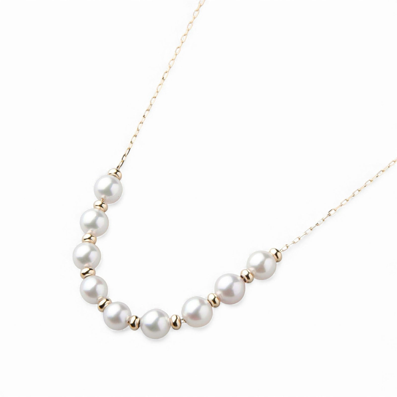 enSTYLE あこや真珠 ステーションネックレス　3.5-4.0mm K18YG スライドボール