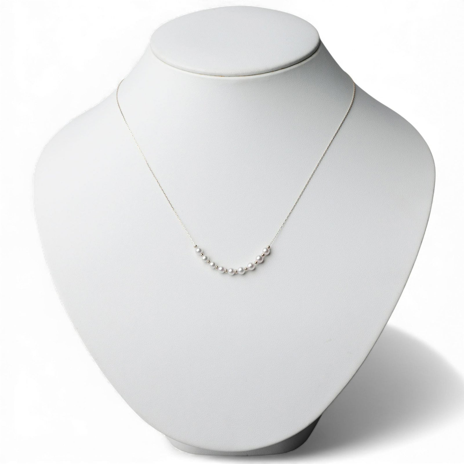 enSTYLE あこや真珠 ステーションネックレス　3.5-4.0mm K18YG スライドボール