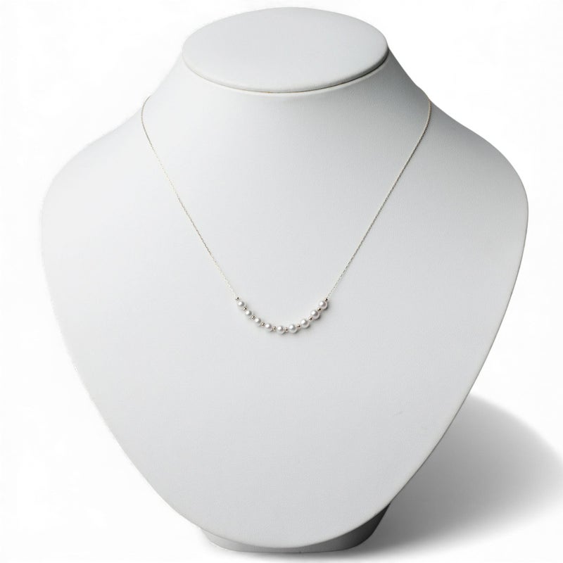 enSTYLE あこや真珠 ステーションネックレス　3.5-4.0mm K18YG スライドボール