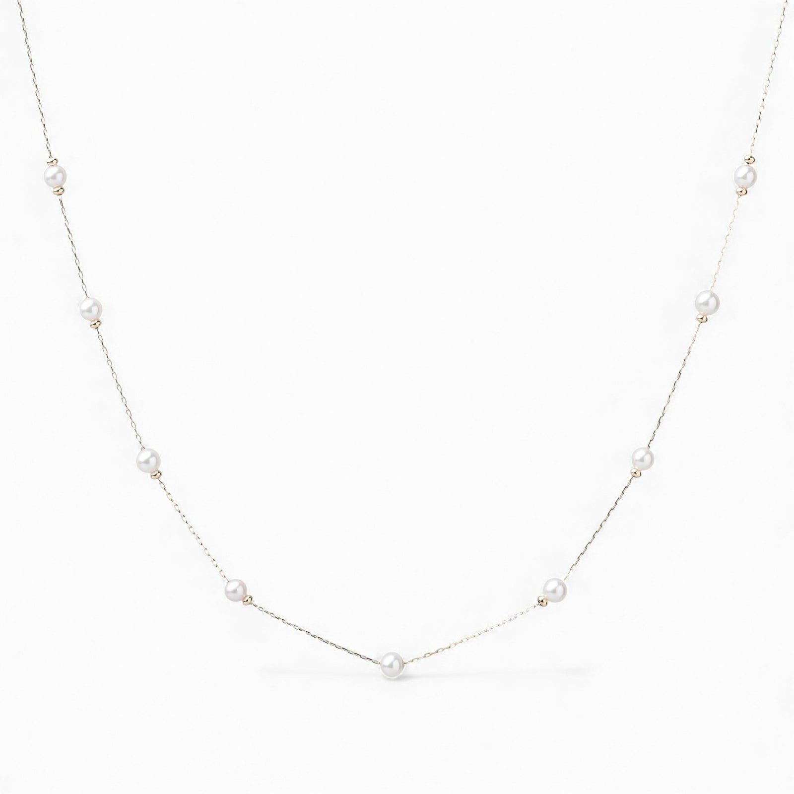 enSTYLE あこや真珠 ステーションネックレス　3.5-4.0mm K18YG スライドボール