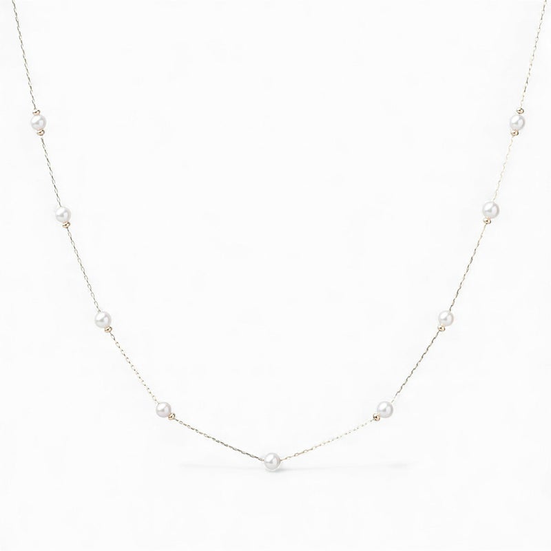 enSTYLE あこや真珠 ステーションネックレス　3.5-4.0mm K18YG スライドボール