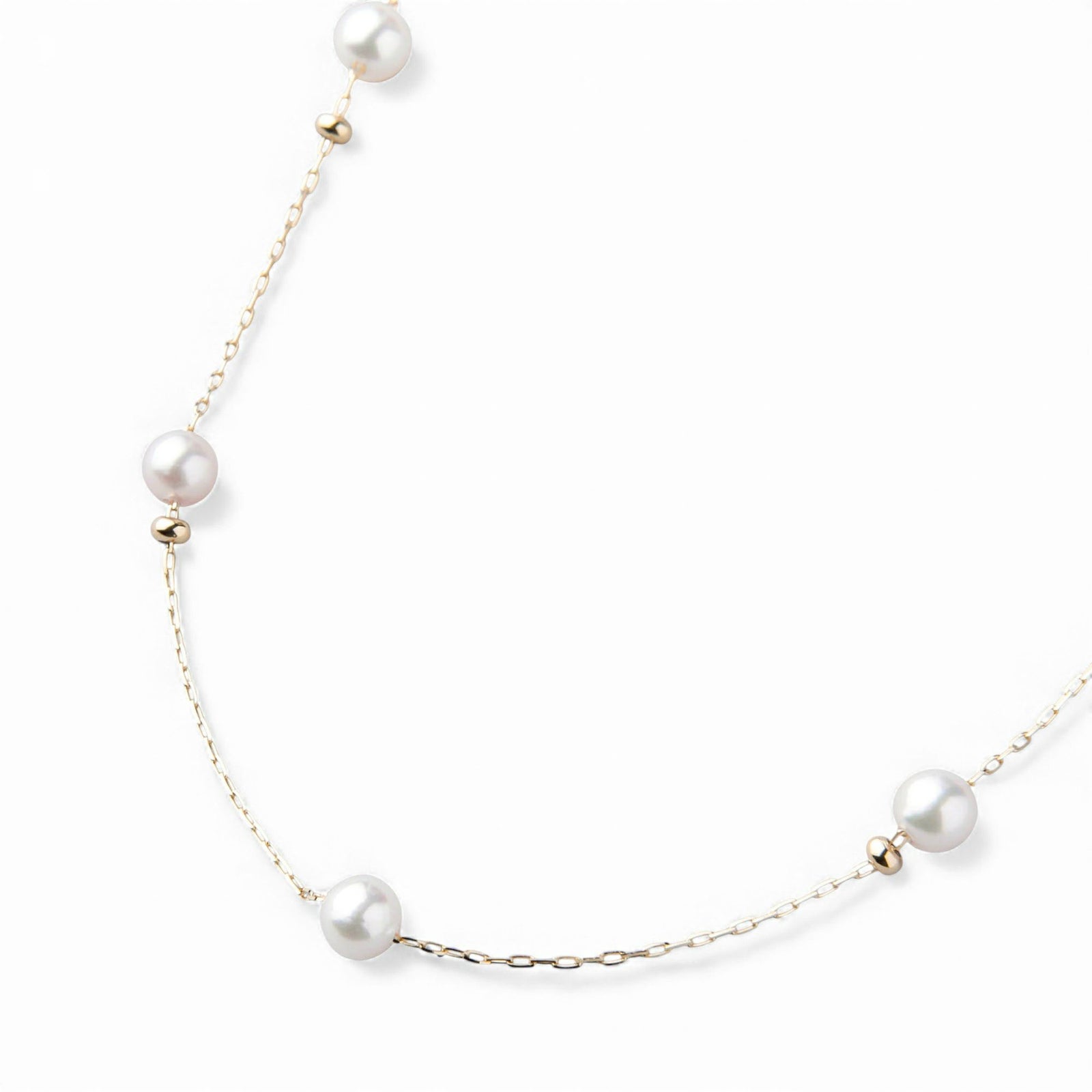 enSTYLE あこや真珠 ステーションネックレス　3.5-4.0mm K18YG スライドボール