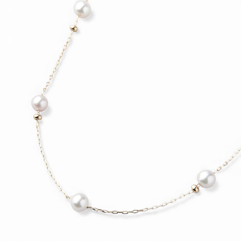 enSTYLE あこや真珠 ステーションネックレス　3.5-4.0mm K18YG スライドボール