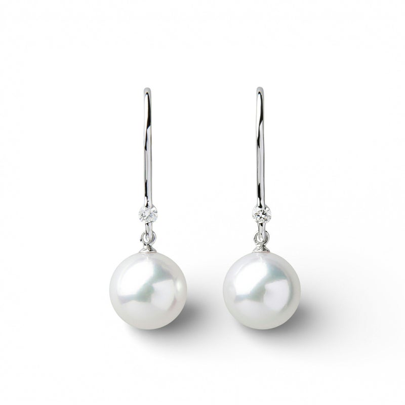 オーロラ花珠真珠 フックピアス　8.0-8.5mm PT900