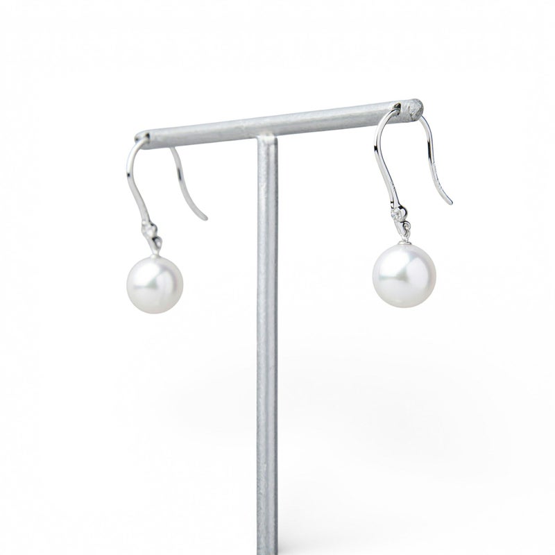 オーロラ花珠真珠 フックピアス　8.0-8.5mm PT900