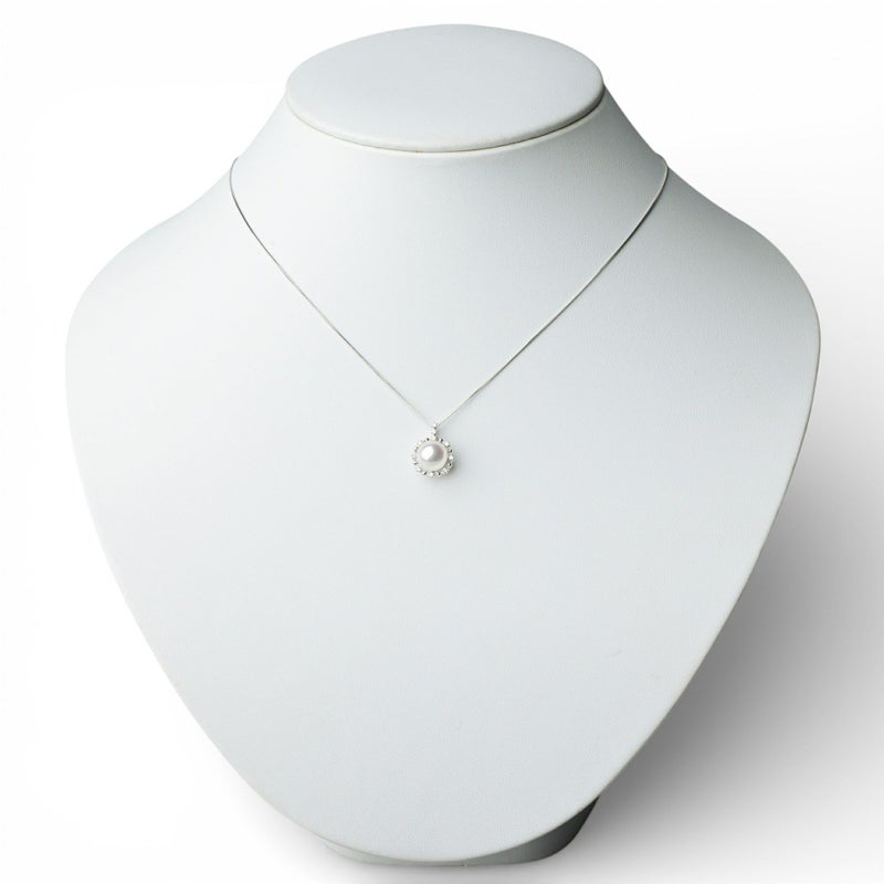 オーロラ花珠真珠 ペンダントトップ　7.5-8.0mm PT900 取り巻き [WSP]