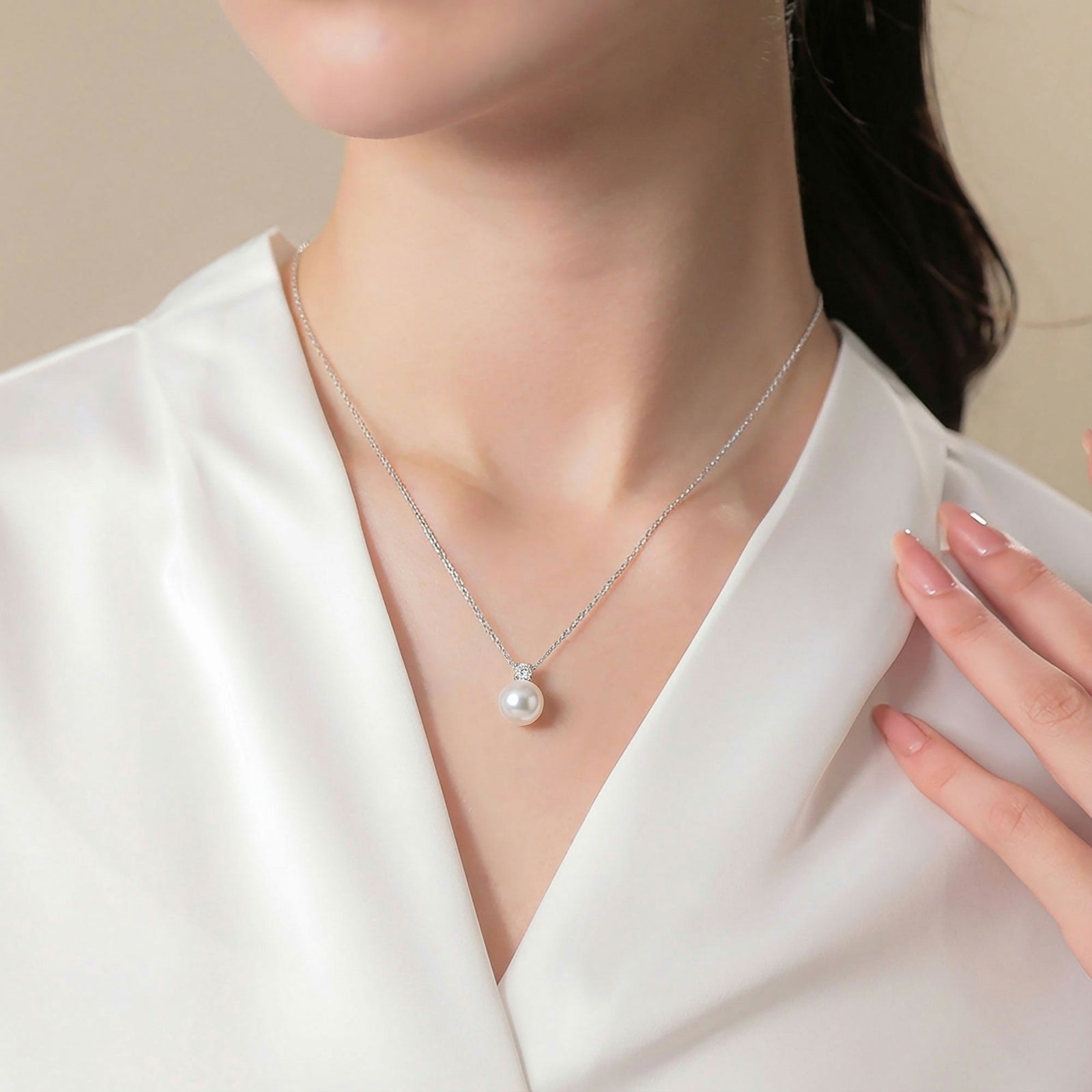 オーロラ花珠真珠 ペンダント　8.5-9.0mm PT900/850 -TOP Quality- [WSP]