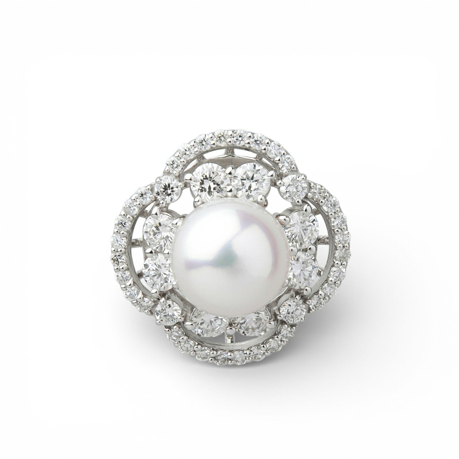 オーロラ花珠真珠 ダイヤモンド ペンダントトップ　8.0-8.5mm PT900 -TOP Quality- [WSP]